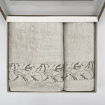 Набор полотенец для ванной в подарочной упаковке 2 пр. Pupilla MILENA бамбуковая махра V2, фото, фотография