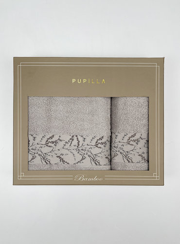 Набор полотенец для ванной в подарочной упаковке 2 пр. Pupilla MILENA бамбуковая махра V6, фото, фотография
