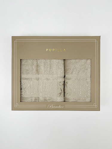 Набор полотенец для ванной в подарочной упаковке 2 пр. Pupilla SINGLE бамбуковая махра V1, фото, фотография