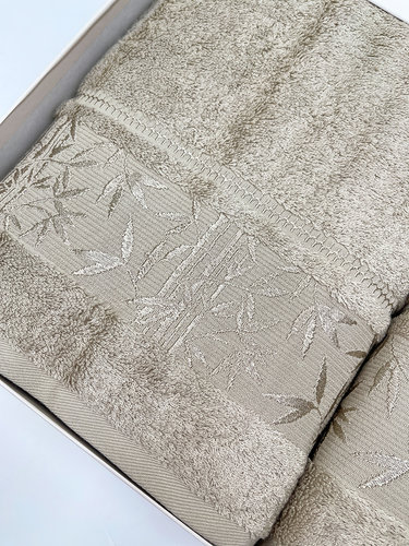 Набор полотенец для ванной в подарочной упаковке 2 пр. Pupilla SINGLE бамбуковая махра V1, фото, фотография