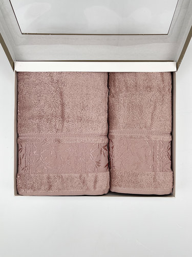 Набор полотенец для ванной в подарочной упаковке 2 пр. Pupilla SINGLE бамбуковая махра V2, фото, фотография