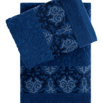 Подарочный набор полотенец для ванной 50х90, 70х140 Karna BOND хлопковая махра королевский синий, фото, фотография