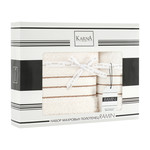 Подарочный набор полотенец для ванной 50х90, 70х140 Karna RAMIN хлопковая махра кремовый, фото, фотография