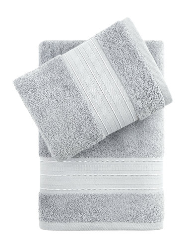 Подарочный набор полотенец для ванной 50х90, 70х140 Karna RAMIN хлопковая махра серый, фото, фотография