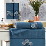Подарочный набор полотенец для ванной 50х90, 70х140 Merzuka WISHES хлопковая махра светло-синий, фото, фотография