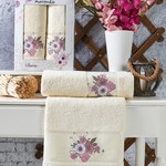 Подарочный набор полотенец для ванной 50х90, 70х140 Merzuka DURU хлопковая махра экрю, фото, фотография