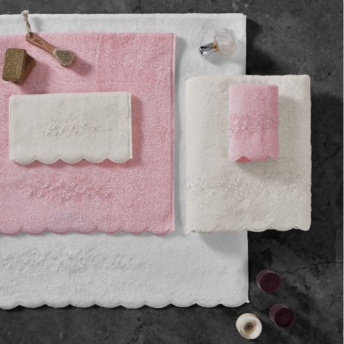 Полотенце для ванной Soft Cotton SILVA хлопковая махра розовый 85х150, фото, фотография