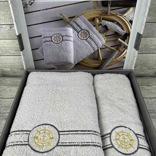 Подарочный набор полотенец для ванной 50х90, 70х140 Efor ЯКОРЬ V2 хлопковая махра серый