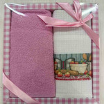 Подарочный набор полотенец для кухни 40х60(2) Efor ECOSE хлопок розовый, фото, фотография