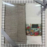 Подарочный набор полотенец для кухни 40х60(2) Efor ECOSE хлопок серый, фото, фотография