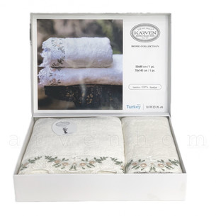 Подарочный набор полотенец для ванной 3 пр. Karven KANAVICE бамбуковая махра кремовый