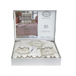 Подарочный набор полотенец для ванной 3 пр. Karven DAMASK бамбуковая махра кремовый, фото, фотография
