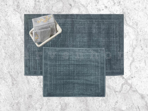 Набор ковриков для ванной Karven EKOSE хлопковая махра тёмно-серый, фото, фотография