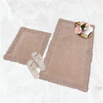 Набор ковриков для ванной Karven DUZ хлопковая махра пудровый, фото, фотография