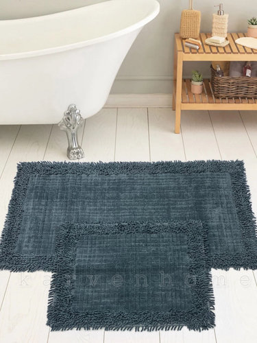 Набор ковриков для ванной Karven K.M.EKOSE хлопковая махра тёмно-серый, фото, фотография