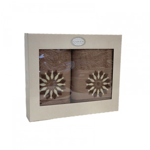 Подарочный набор полотенец для ванной 50х90, 70х140 Karven СОЛНЦЕ хлопковая махра шоколадный