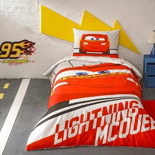 Детское постельное белье TAC CARS LIGHTNING хлопковый ранфорс 1,5 спальный