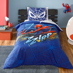 Детское постельное белье TAC SPIDERMAN BLUE CITY хлопковый ранфорс 1,5 спальный