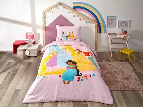 Детское постельное белье TAC PRINCESS RAINBOW хлопковый ранфорс 1,5 спальный, фото, фотография
