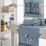 Подарочный набор полотенец для ванной 50х90, 70х140 Philippus JUANNA хлопковая махра голубой, фото, фотография