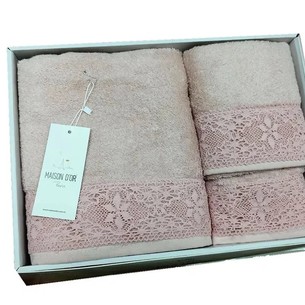 Набор полотенец для ванной 3 пр. Maison Dor NATURELLA хлопковая махра грязно-розовый