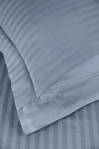 Постельное белье Karven STRIPE SATIN хлопковый сатин индиго семейный, фото, фотография