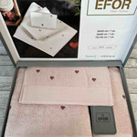 Подарочный набор полотенец для ванной 3 пр. Efor СЕРДЦЕ хлопковая махра сухая роза+розовый, фото, фотография