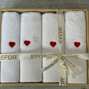 Подарочный набор полотенец-салфеток 30х50(4) Efor MIRANDA хлопковая махра кремовый+красный