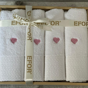 Подарочный набор полотенец-салфеток 30х50(4) Efor MIRANDA хлопковая махра кремовый+розовый