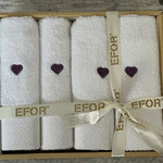 Подарочный набор полотенец-салфеток 30х50(4) Efor MIRANDA хлопковая махра кремовый+сиреневый, фото, фотография