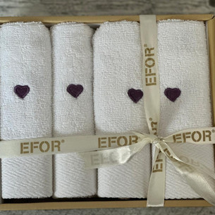 Подарочный набор полотенец-салфеток 30х50(4) Efor MIRANDA хлопковая махра кремовый+сиреневый