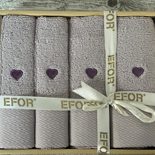 Подарочный набор полотенец-салфеток 30х50(4) Efor MIRANDA хлопковая махра сиреневый