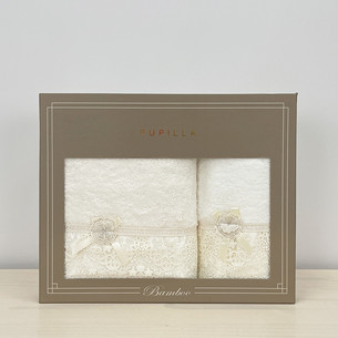 Набор полотенец для ванной в подарочной упаковке 2 пр. Pupilla CLARA бамбуковая махра V4