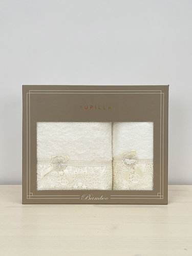 Набор полотенец для ванной в подарочной упаковке 2 пр. Pupilla CLARA бамбуковая махра V4, фото, фотография