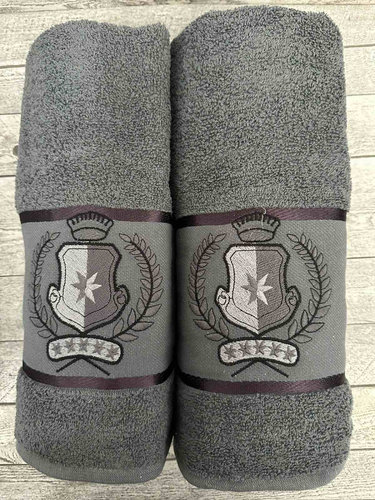 Подарочный набор полотенец для ванной 50х90, 70х140 Efor ARMA хлопковая махра тёмно-серый, фото, фотография