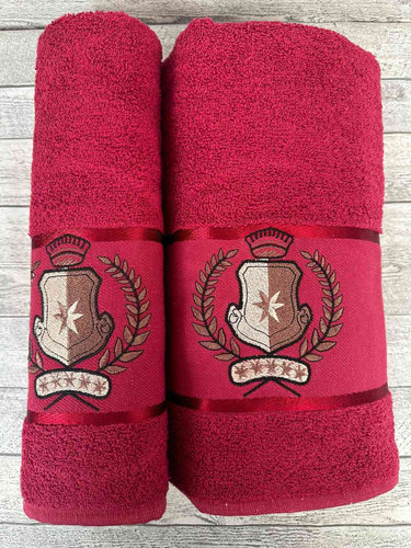 Подарочный набор полотенец для ванной 50х90, 70х140 Efor ARMA хлопковая махра бордовый, фото, фотография