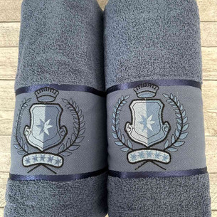 Подарочный набор полотенец для ванной 50х90, 70х140 Efor ARMA хлопковая махра синий