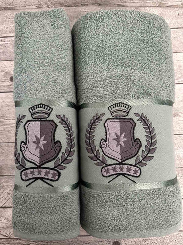 Подарочный набор полотенец для ванной 50х90, 70х140 Efor ARMA хлопковая махра зелёный, фото, фотография