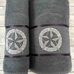 Подарочный набор полотенец для ванной 50х90, 70х140 Efor YILDIZ хлопковая махра тёмно-серый, фото, фотография