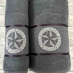 Подарочный набор полотенец для ванной 50х90, 70х140 Efor YILDIZ хлопковая махра тёмно-серый