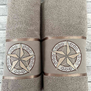 Подарочный набор полотенец для ванной 50х90, 70х140 Efor YILDIZ хлопковая махра коричневый
