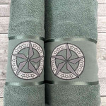 Подарочный набор полотенец для ванной 50х90, 70х140 Efor YILDIZ хлопковая махра зелёный, фото, фотография