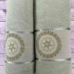 Подарочный набор полотенец для ванной 50х90, 70х140 Efor MANDALA хлопковая махра зелёный, фото, фотография