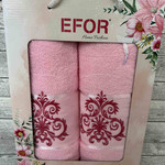 Подарочный набор полотенец для ванной 50х90, 70х140 Efor ORNAMENT хлопковая махра розовый, фото, фотография