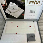 Подарочный набор полотенец для ванной 3 пр. Efor СЕРДЦЕ хлопковая махра кремовый+красный, фото, фотография