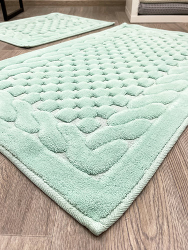 Набор ковриков для ванной прямоугольных Chilai Home BAMBI хлопок mint, фото, фотография