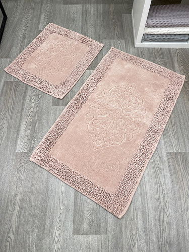 Набор ковриков для ванной прямоугольных Chilai Home PIANTE хлопок pudra, фото, фотография