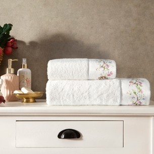 Подарочный набор полотенец для ванной 2 пр. Tivolyo Home NARSUSSE хлопковая махра кремовый
