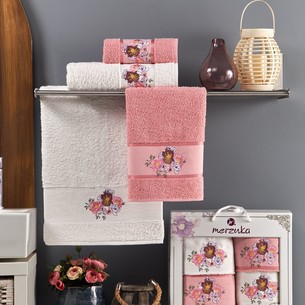 Подарочный набор полотенец для ванной 50х90(2), 70х140(2) Merzuka LARA хлопковая махра светло-розовый
