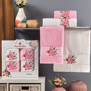 Подарочный набор полотенец для ванной 50х90(2), 70х140(2) Merzuka MARIA хлопковая махра розовый